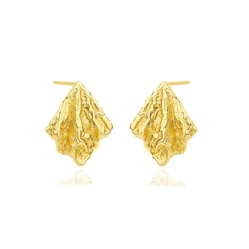 Fancy Women Gold Plated 925 Sterling Silver Nugget Stud Earrings