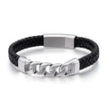 KALEN Braided Leather Stainless Steel Spring Clasp Charm Bracelet for Men