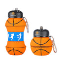 Custom Logo Eco-Friendly Silicone Leakproof Foldable  Basketball Shape Drink Kids Water Bottle for Kids
