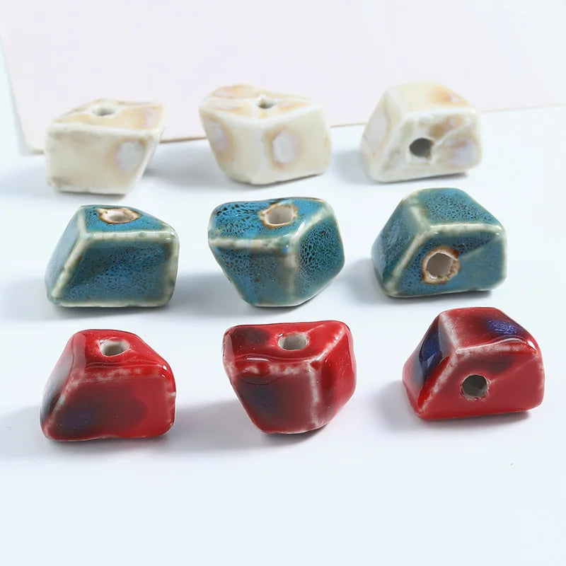 Creative 20*15mm Colorful Ceramic Beads Clay Charms Handmade Irregular Loose Bead Charm for DIY Jewelry Making Accessories