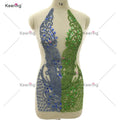 WDP-395  Bodice Blue Green Flower Two Tone Handmade Crystal Beaded Rhinestones Applique Sew