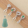 Pave Zircon Heart Pinch Clip Clasp Bail 925 Sterling Silver Drop Pendant Clip Clasp for Jade Crystal Jewelry Making Supplie