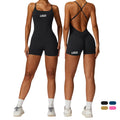 Custom Logo One-Piece Yoga Romper Women Back Cross Sports Jumpsuit High Elastic Fitness Bodysuit Scruch Butt Activewear