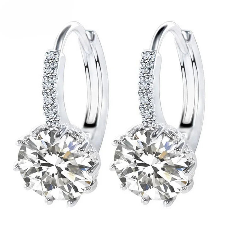 Fashion 10 Colors 3A Zicon Earrings Colorful Zirconia Crystal Jewelry Hoop Earrings Gifts Wholesale for Women