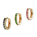 Popular Small Silver Huggie Earrings Natural Colored Stone Earrings Fashion Hoops