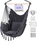 WOQI  Hammock Chair Hanging Rope Swing  Large Macrame Hanging Chair with Pocket Cotton