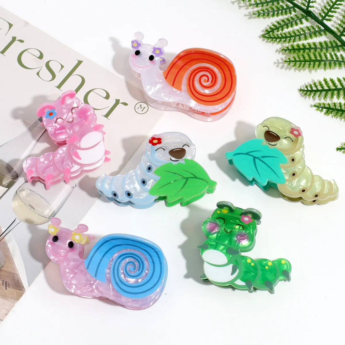 Fashionable Snail Hair Claws Cartoonish Style Versatile Snail and Silkworm Claw Back of the Head Shark Clip