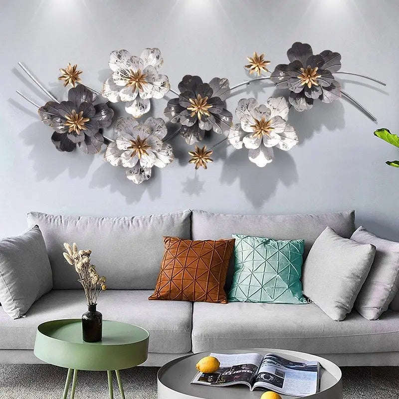 130*52cm Light Luxury Contemporary Wall Hanging Iron Art Metal Pendant for Household Stereo Living Room TV Background Wall