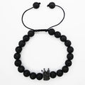 Classic White Howlite Lava Stone Beaded Bracelet with Micro Zircon Inlay Quartz Crown Couple Bracelet for Anniversaries