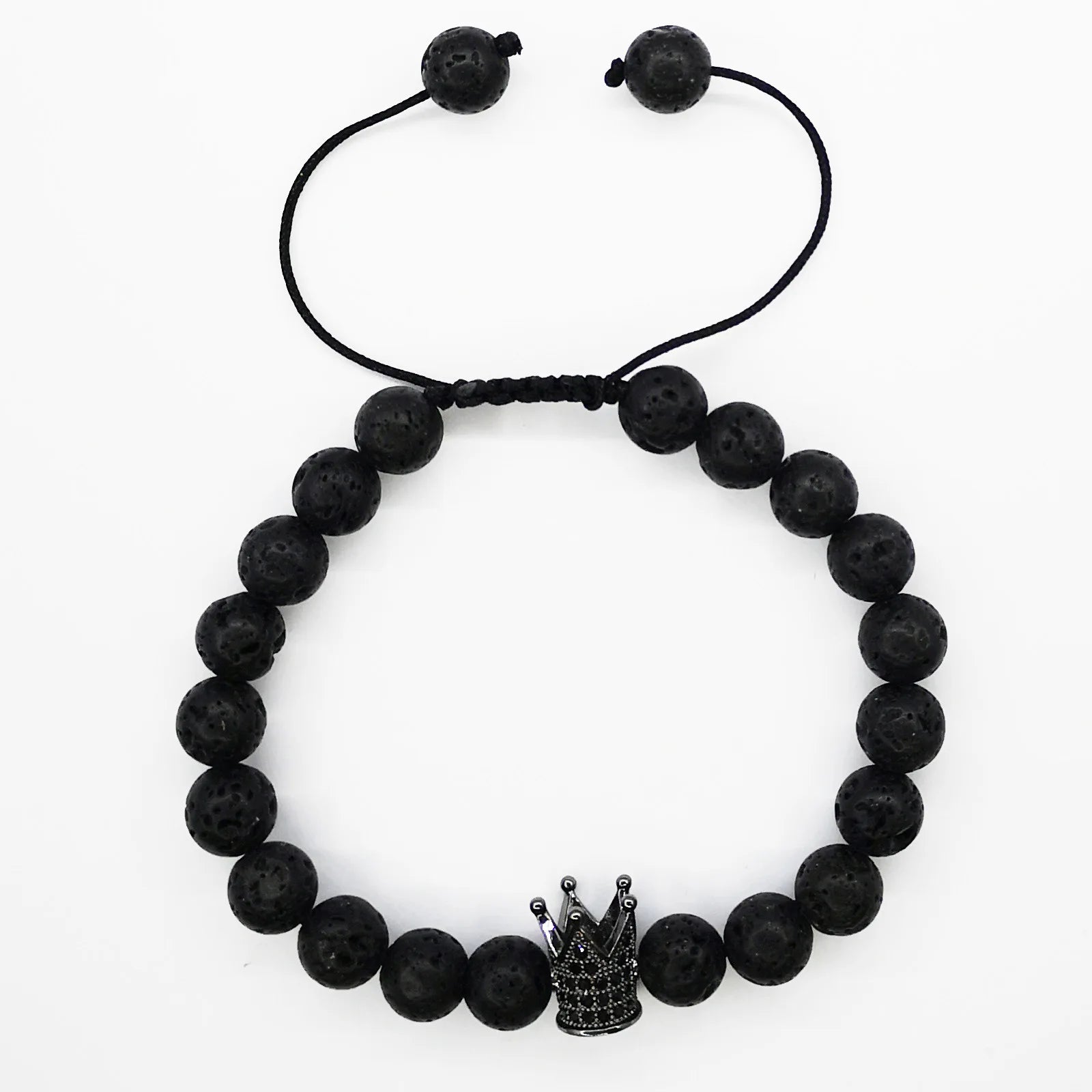 Classic White Howlite Lava Stone Beaded Bracelet with Micro Zircon Inlay Quartz Crown Couple Bracelet for Anniversaries
