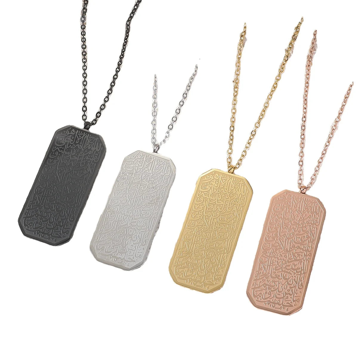 MAIFENG New Fashion 18K Gold Plated Stainless Steel Hip Hop Unisex Zodiac Pendant Link Chain Rectangular Engraved Third Necklace