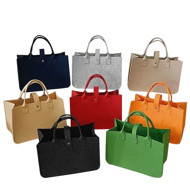 Hot Selling Customizable Eco-Friendly Felt Fabric Tote Handbag Reusable Shopping Bag Sustainable Promotional Party Supplies