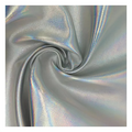 PFAS FREE Designer Woman Suede Backing PU Leather Jackets Silvery Rainbow 2 Way Stretch Fabric for Skirts Garments Dresses