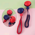 Soulwin Durable PVC & Nylon Rope Interactive Food Ball Toy Non-Toxic for All-sized Dogs 28*7CM Indoor/Outdoor Use Bone Pattern