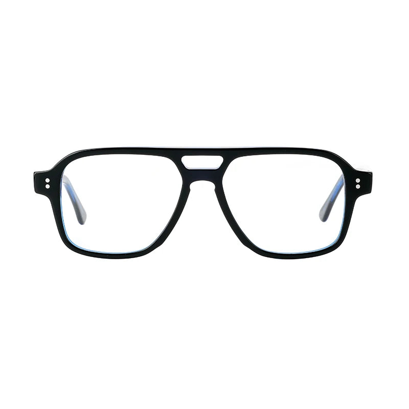 Vintage Retro Eyeglasses Double Bridge Acetate Optical Frame Blue Light Blocking Classic Design Woman Man Glasses Diamond Face