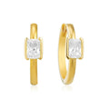 LOZRUNVE 925 Silver Fashion Jewelry Designer Minimalist Solitaire Baguette Hoop Earring