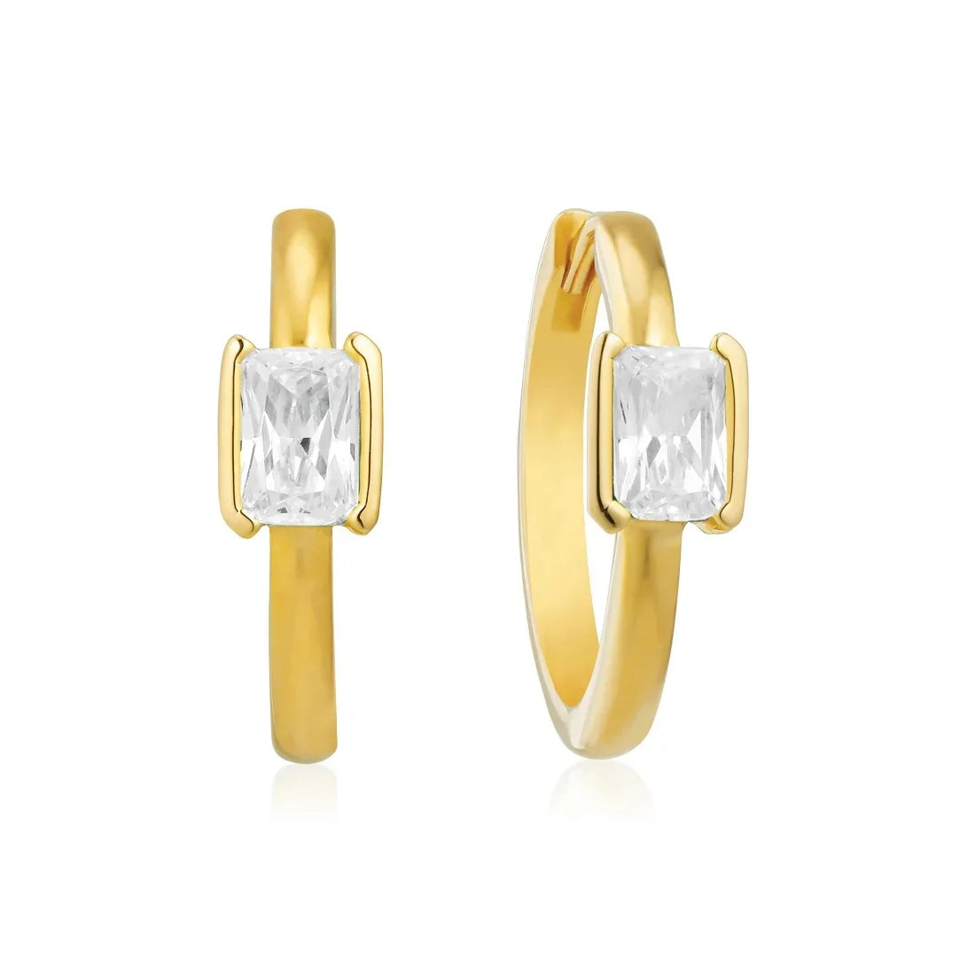 LOZRUNVE 925 Silver Fashion Jewelry Designer Minimalist Solitaire Baguette Hoop Earring