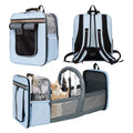 Portable Cat Backpack Pet Carrier Expandable Breathable Mesh with Zipper Closure Durable Oxford Material Leather Metal Hardware
