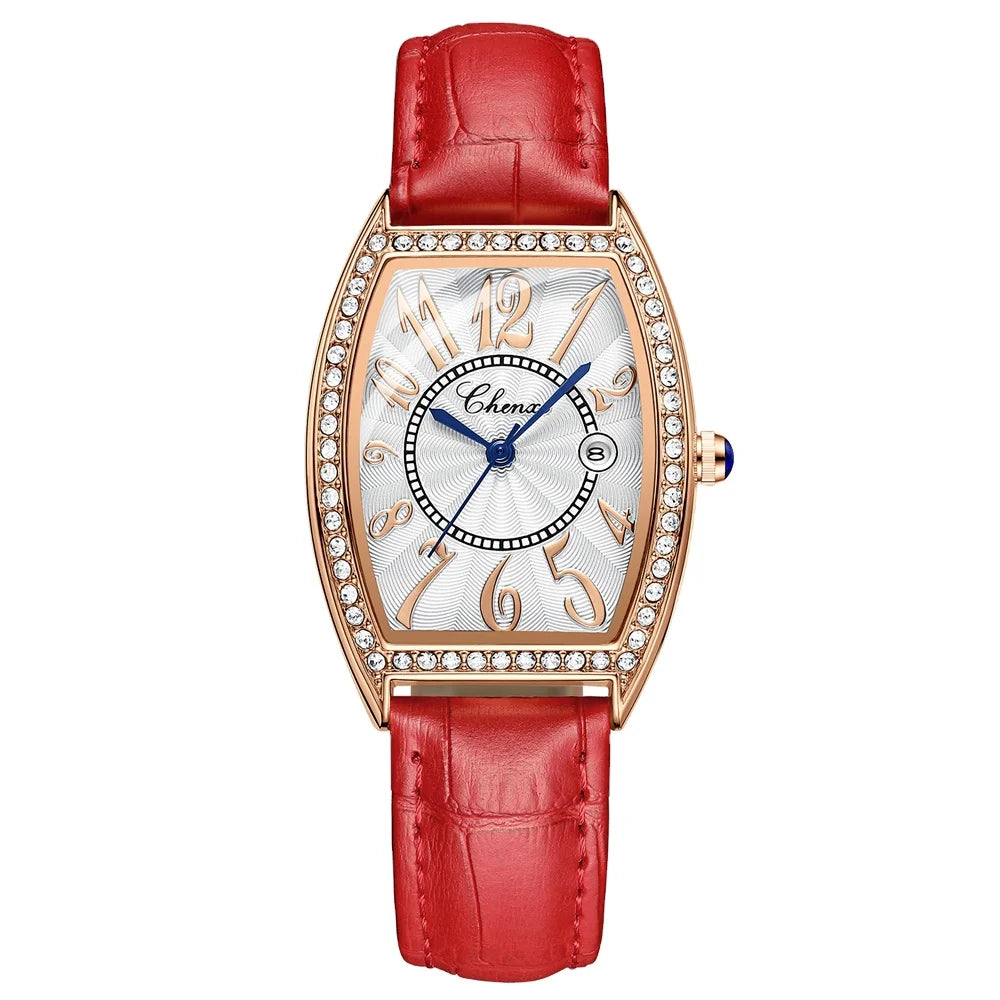 Luxury CHENXI Women Watches New Fashion Ladies Wristwatch Rose Square Diamond Watches for Women Date Quartz Reloj De Mujer
