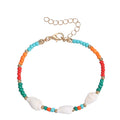 Bohemian Colorful Seed Glass Bead Beach Conch Knitting Bracelet GMB001
