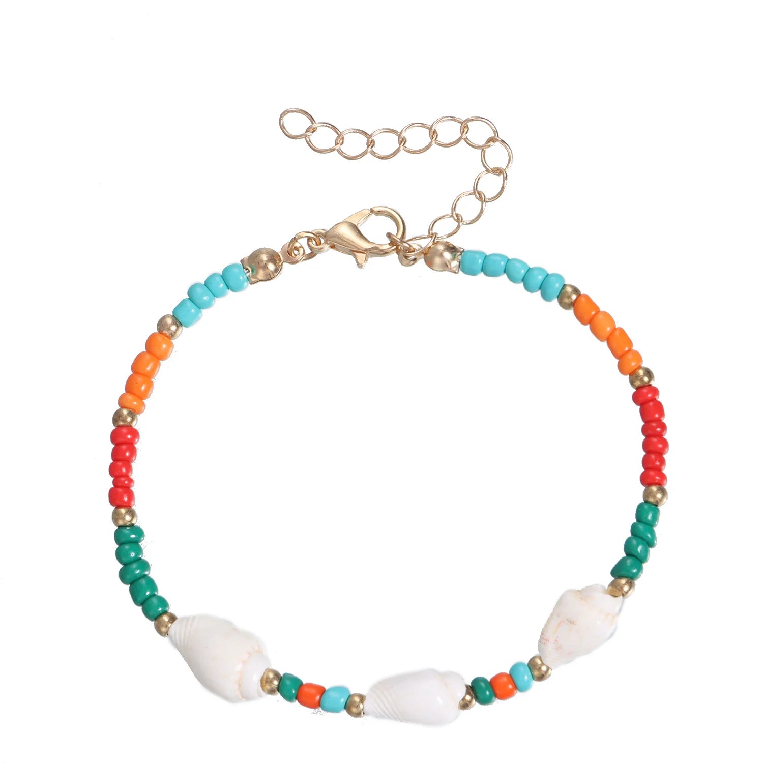 Bohemian Colorful Seed Glass Bead Beach Conch Knitting Bracelet GMB001