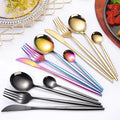 Small MOQ Customize Logo Royal Stainless Steel  Cutlery Set Party Wedding Gold Flatware Set