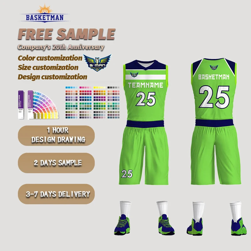 Customized Men Basketball Jersey Sets Uniforms Breathable Sportswear College Youth Training Basketball Jersey