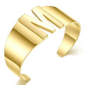 High Quality 18K Gold Plated Stainless Steel Jewelry Letter Open Bangle C Shape Bracelets B202163