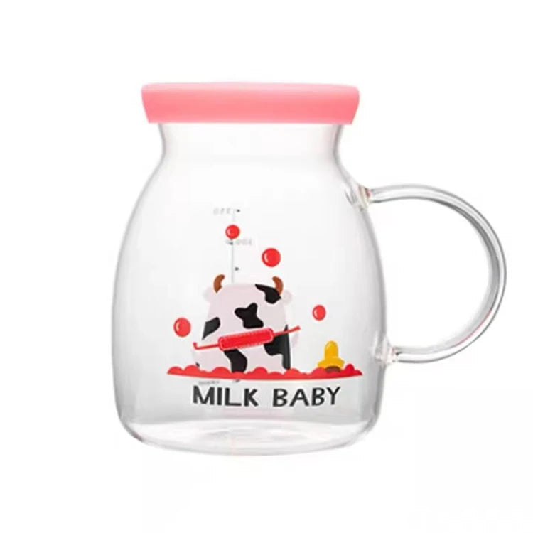 Small Milk Bottle Shape 350ml Borosilicate Glass Cup BPA Free Lead Free Dishwasher & Microwave Safe for Children