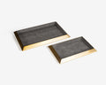 Wholesale Modern Leather Tea Coffee Serving Trays Handmade Brushed Brass Storage Trays for Hotels Restaurants Factory Tray