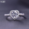 Solid Silver 925 Original Brilliant Cut 1 Carat Diamond Test Past D Color Moissanite Heart Wedding Ring for Women Fine Jewelry