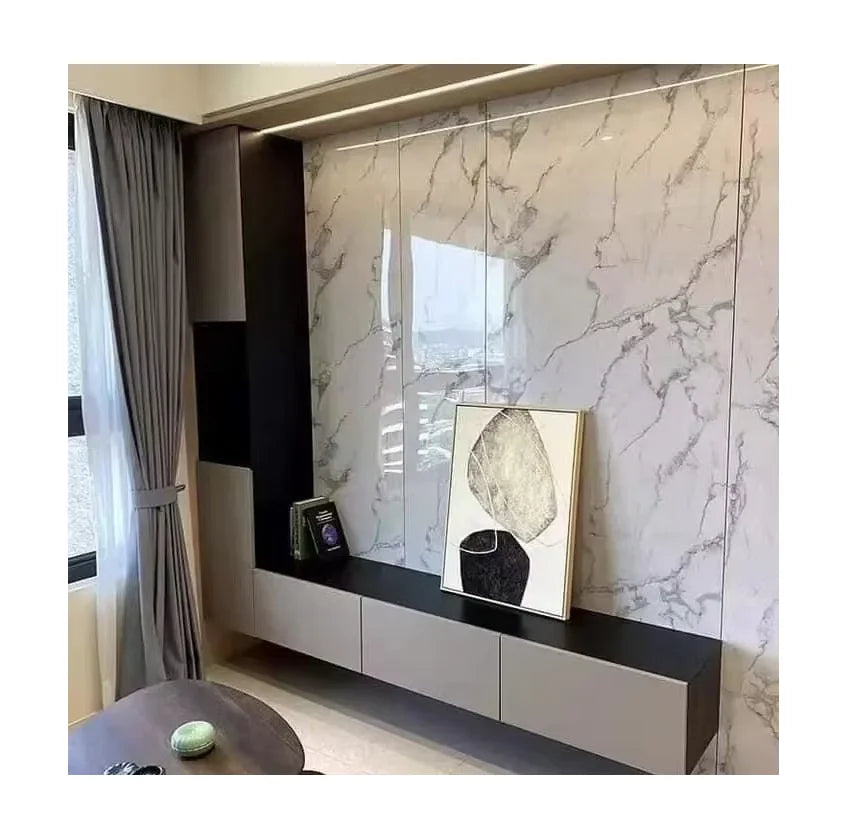 Good Sale Embossed Highlighted Wpc Marble Design Flat Smooth Feeling Bamboo Fiber Pvc Wall Panels