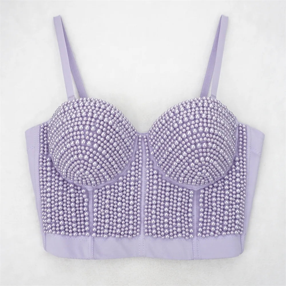 Heavy Industry Nail Bead and Abdominal Thin Chest Inside Take Top for Woman