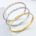 Minimalist Stainless Steel Zircon Bangle Seven Diamond Jewelry PVD Plated Tarnish-Free Fashion Bangles
