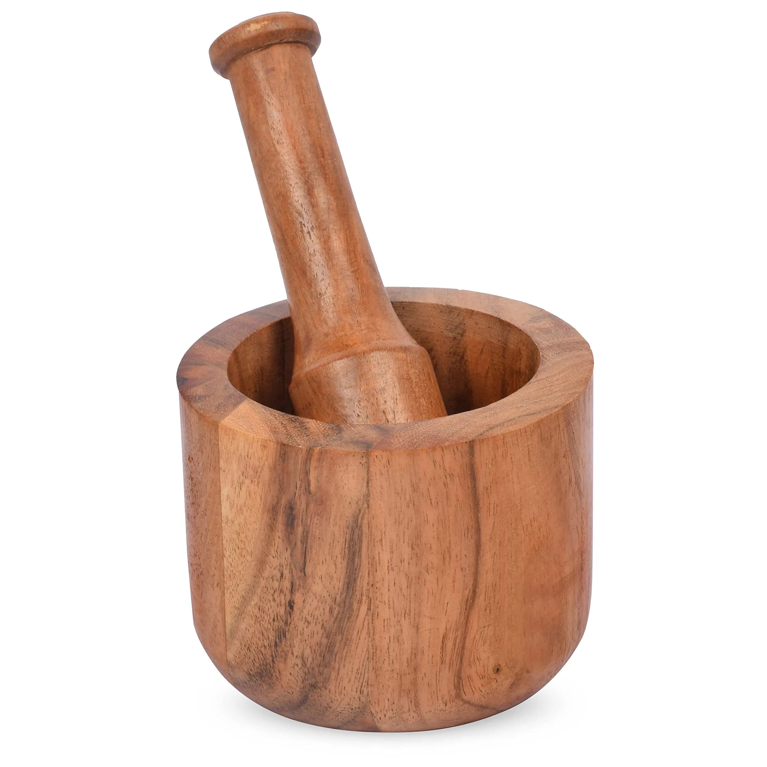 Acacia Wood Mortar and Pestle for Garlic Pepper Herb Crusher Kitchen Utensils