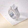 Wholesale S925 Sterling Silver 5A Engagement Wedding Ring Fine Jewelry with Rhodium Plated Iced Cubic Zircon Classic for Parties
