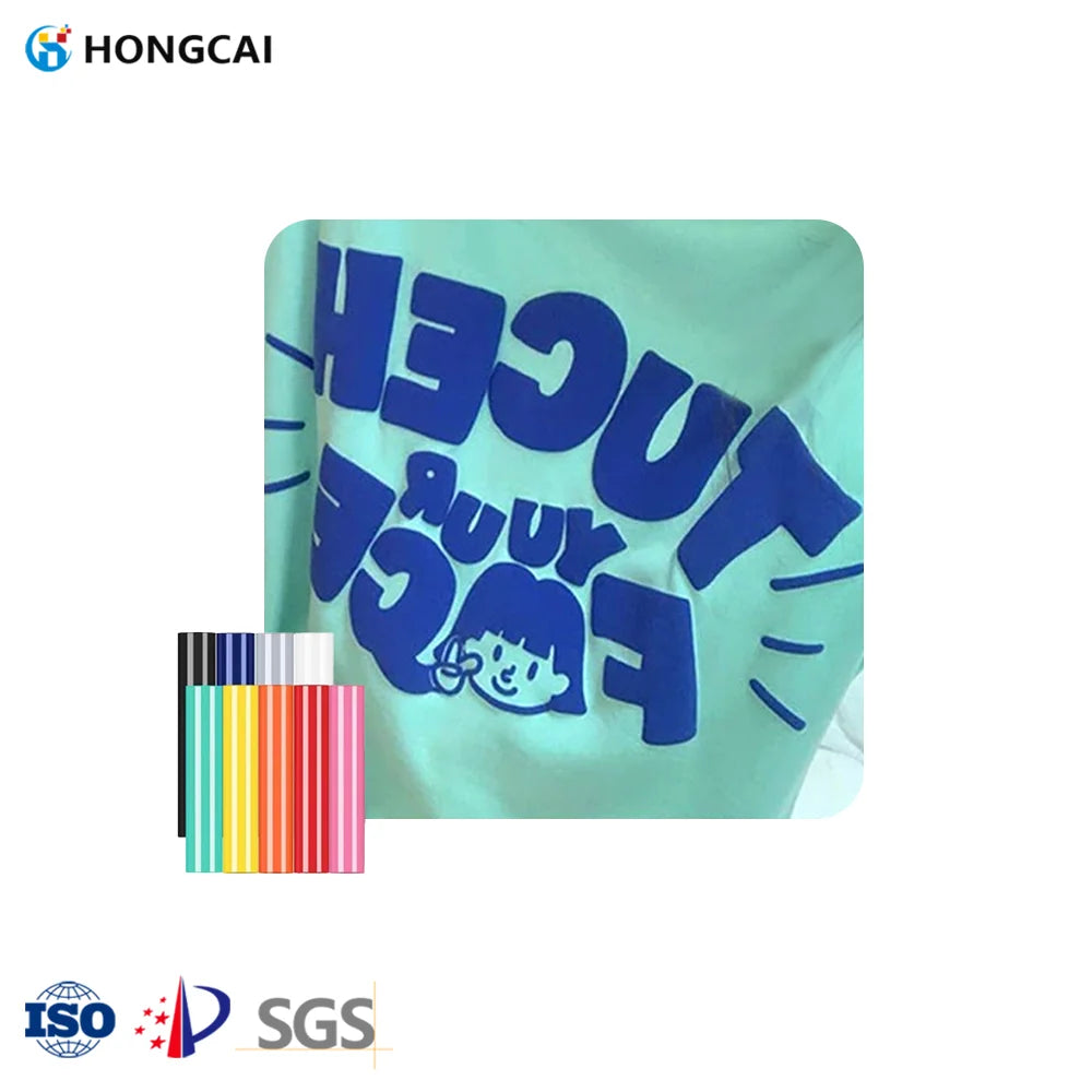 Hongcai Puff Heat Transfer Printing Custom Design Colorful 3D Puff Screen Puff Print for Men's T-shirts Cotton