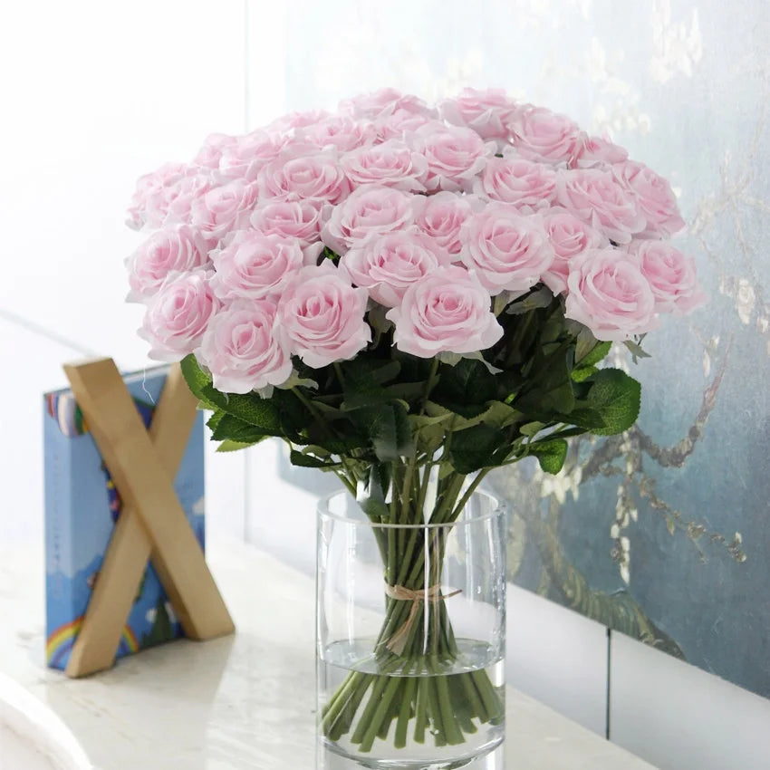 S008 Wholesale Price Wedding Table Decoration Faux Floral Artificial Flowers Silk Roses Stem Fake Rose for Home Decor