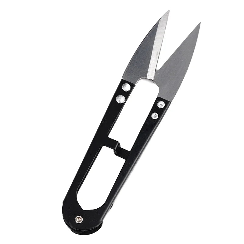 U-shaped Stainless Steel 4" Yarn Cutting Scissors with Multicolor Handle Easy Control Thread Cutter for Fabric & Leather