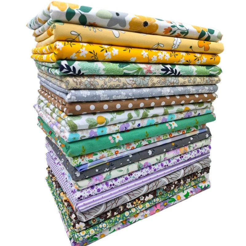 20pcs Floral Printing Quilting Fabric Squares 25*25cm Pre-Cut Cotton Cloth Patchwork Fabric Bundles for Hand Sewing Crafting DIY