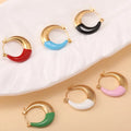 Summer Accessories Retro Dripping Oil Round Stainless Steel Earrings Simple and Versatile Fashion Luxury Earrings Wholesale