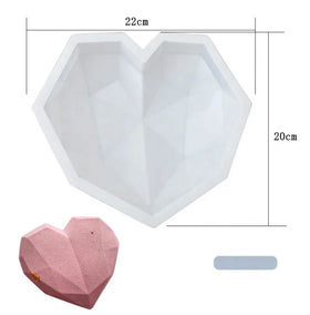 3D Diamond Love Heart Shape Silicone Molds for Baking Sponge Chiffon Mousse Dessert Cake Molds Food Grade