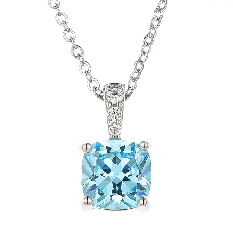 Wholesale 925 Sterling Silver Custom Color Gemstone Necklace for Women Newest Crystal Cubic Zircon Trendy Style