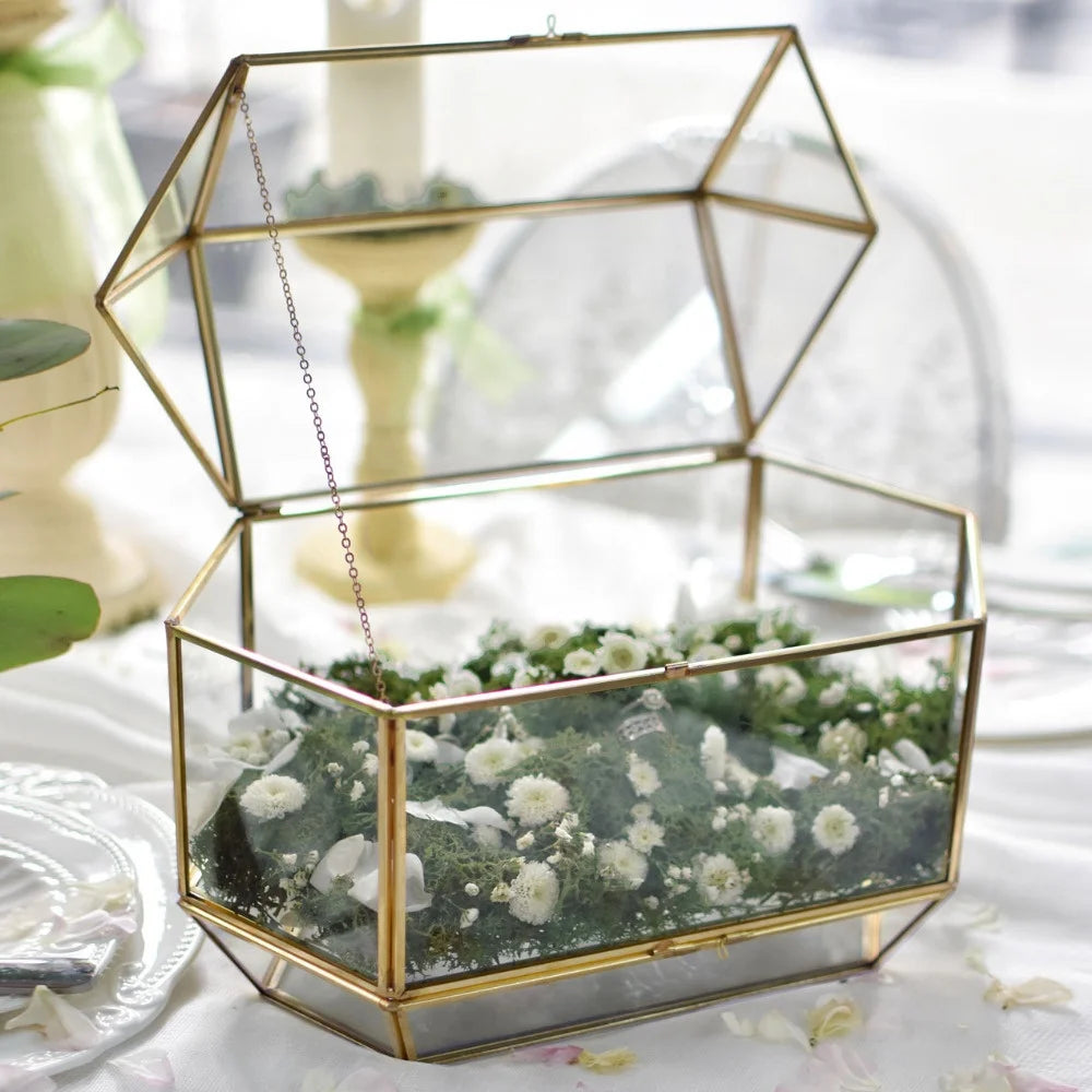 Customization Hot Sale Rectangular Glass Terrariums With Doors Geometric Containers Plant Terrariums for Wall Moss