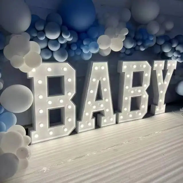 2024 Hot Sale Event Decoration Number Giant Font Love Baby 4ft  White Light up Sign Large 3D Letters for Events