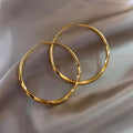 Ins Fancy Twist Rope Hoop Earrings Jewelry Glossy Gold Plated Large Hoop Earrings for Girl Gift