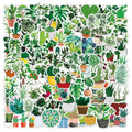 100pcs Green Plant Waterproof Pvc Graffiti Decorative Sticker Packs for Kids Luggage Notebook Skateboard Laptop Bottle Cup