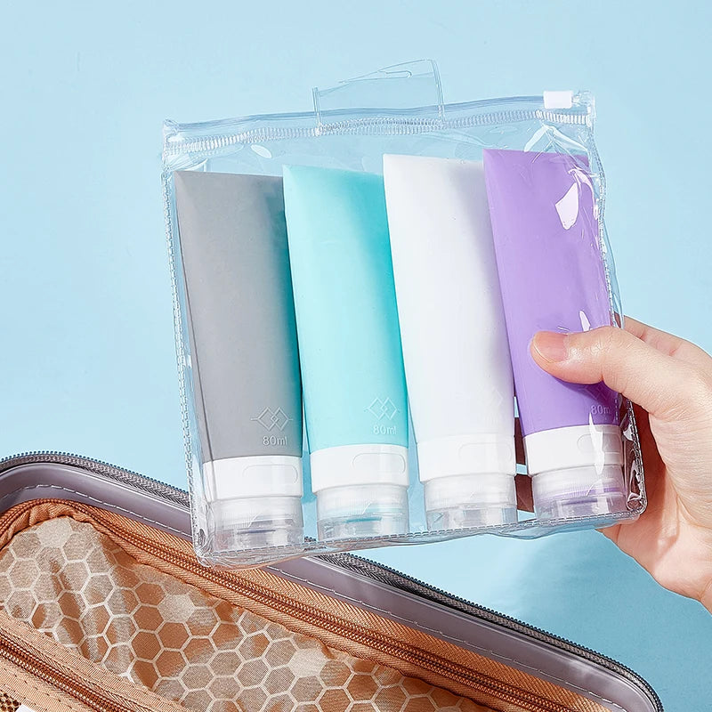 Portable 38ml & 60ml Silicone Toiletry Bottles Soft Extrudable Face Lotion Shampoo Container for Travel Bathroom Sets