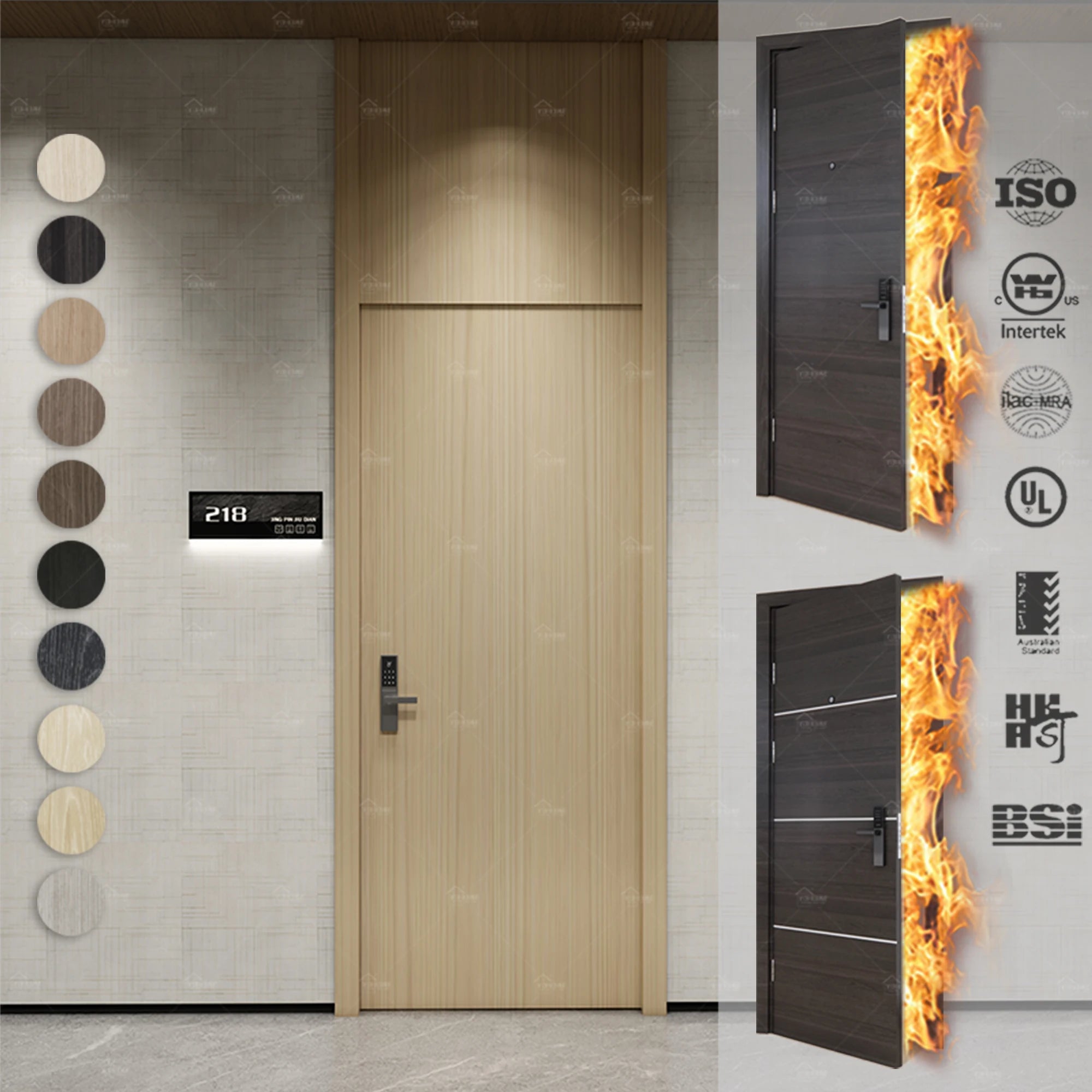 American Approve Fire Door Manufacturing Hotel Interior Safety Usa Fireproof Door 45 Minute Fire Rated Door