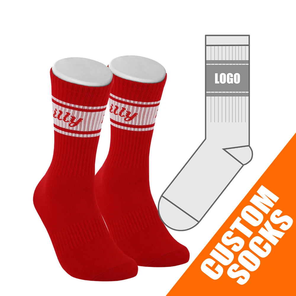 Customized Cotton Crew Sport Socks Custom Design Fashion Letter Sock With Made Your Own Logo